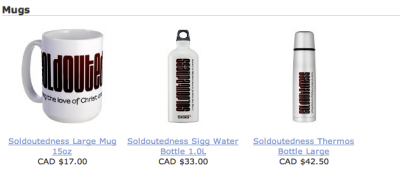 Mugs, Sigg water bottles, and Thermo products at Cafe Press